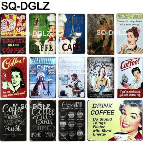 [SQ-DGLZ] Coffee Break Time For You Metal Sign Coffee House Wall Decor Italia Coffee Metal Crafts CAFE Plaques