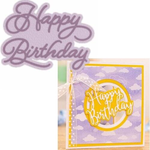 Happy Birthday Metal Cutting Dies Stencils Happy Birthday Phrase Die Cuts For Card Making DIY Decoration Crafts Cards