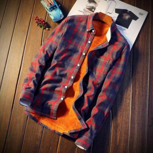 Plaid Shirt Men Winter Flannel Shirts Long Sleeve Dress Shirts Camisa Social Masculina New Mens Casual Slim Fit 5XL Velvet Shirt