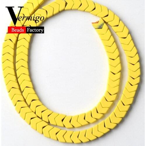 Natural Stone Yellow Nanotech Rubber Arrow Shape Hematite Beads For Jewelry Making 6*3mm Spacer Beads Diy Bracelet Accessories