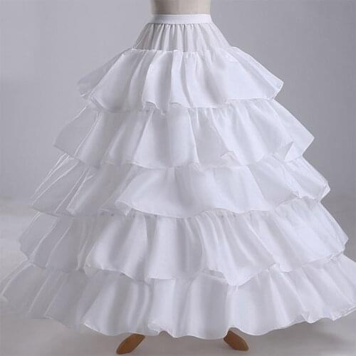 Cheap Long 4 Hoops Petticoat Underskirt For Ball Gown Wedding Dress Mariage Underwear Crinoline Wedding Accessories