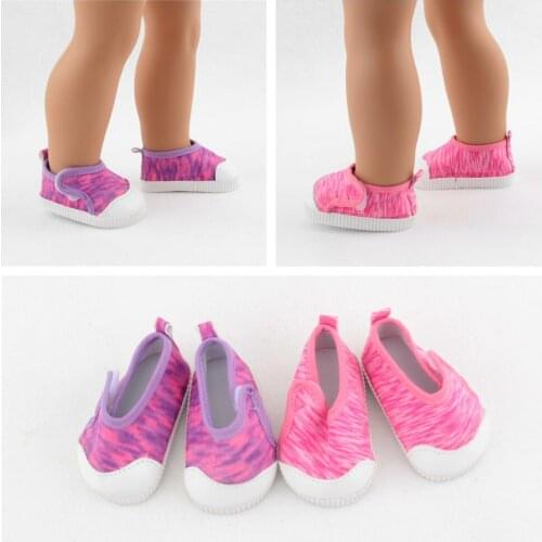 New 7cm Pink/Purple Sports Doll Shoe For 43 cm Baby New Born Baby Toys Fit American 18 inch Girls Doll Gift Doll Accessories