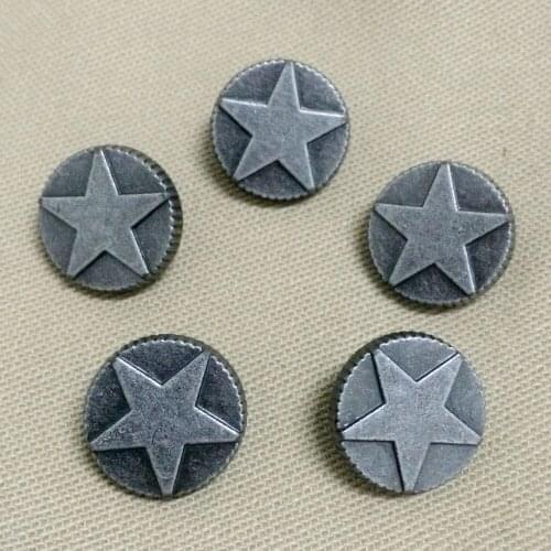 New Coming 50PCS 16MM Antique Silver Round Star Studs Rivet Punk Bottom Star Studs Spike Shoes Belt Bag Accessorie Leather Craft