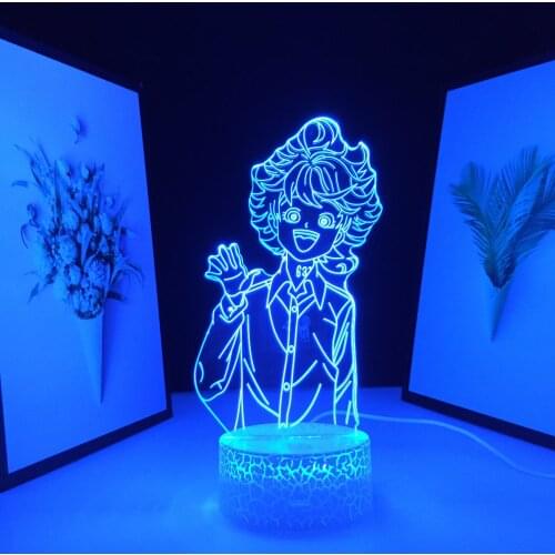 The Promised Neverland Anime Figure Emma Led Night Light for Kids Home Room Decor Child Nightlight Bedside Desk Lamp