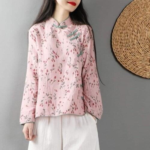 Chinese Style Clothing Women Clothes 2020 Cheongsam Top Chinese Traditional Shirt Blouse Cotton Hanfu Ladies Chinese Tops 10090