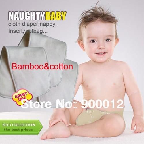 Naughty Baby Bamboo&cotton 25pcs 4 Layers Are All Bamboo Organic Cotton Baby Cloth Diaper Pads High Quality Organic Nappy insert