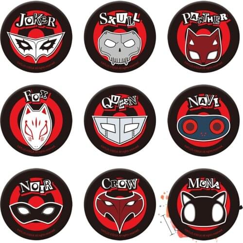Persona 5 Anime Badge P5 Joker Ren Amamiya Ryuji Anne Morgana Futaba Goro Akechi Mask Metal Badge Brooch Pins