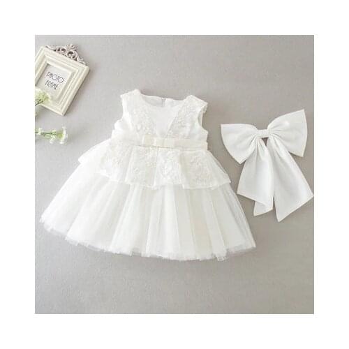 Tutu Dresses Baby Girl 1st Birthday White Lace Dress Party Wedding Dress Christening Gown Newborn First Communion Clothing