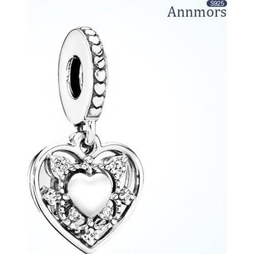 Heart Pendant 925 Sterling Silver Fits Pandora Charms Bracelets for Woman Girl Beads Gifts for Women Bracelet and Necklace