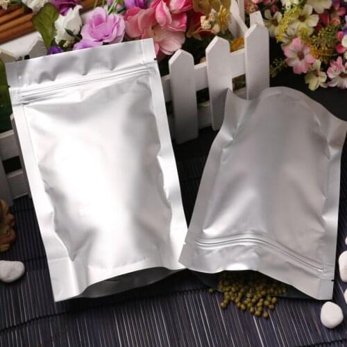 Retail 50Pcs 7 Sizes Mylar Stand Up Pure Aluminum Foil Packing Bags for Food Coffee Long Term Resealable Zip Lock Packaging Bag