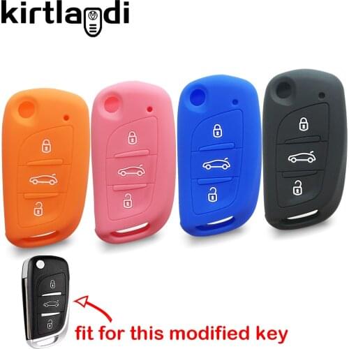 Silicone Key Cover Case for Peugeot 308 408 3008 5008 407 for Citroen C4 Picasso C3 C5 X7 3 Button Modified Holder Keychain Fob