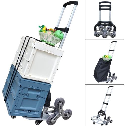 Cart Folding Trolley Hand-Truck Upstairs Climbing Portable 3 Wheels All-Terrain