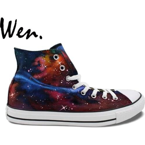 Wen Original Design Custom Hand Painted Shoes Carina Nebula Starlight Galaxy Men Womens High Top Canvas Sneakers