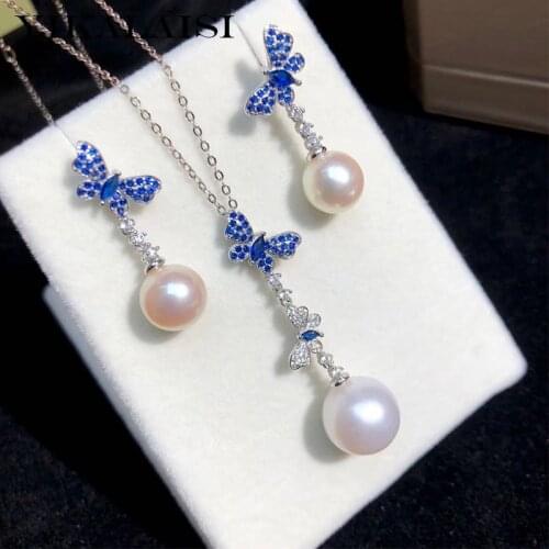 YIKALAISI 925 Sterling Silver Set Jewelry For Women 8-10mm round Natural Freshwater Pearl Set New Arrivals Wholesales
