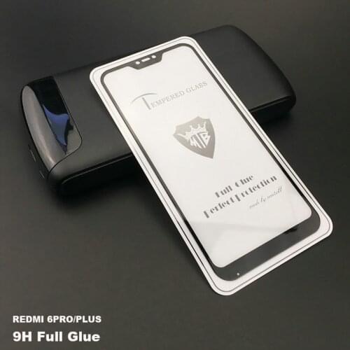 Full Cover Full AB Glue Tempered Glass Screen Protector Film for Xiaomi Redmi 6 Pro 3GB 32GB 4GB 32GB 64GB 5.84"Anti fingerprint