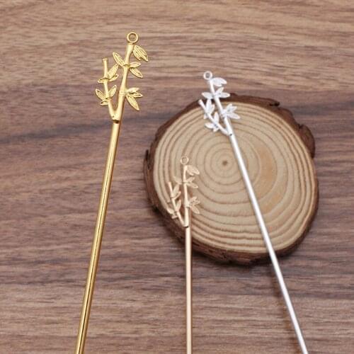 10pcs/lot Bamboo Leaves 3 Color Alloy Hairpin Chinese Hair Sticks Bridal Hair Fork Hair Accessories For Women