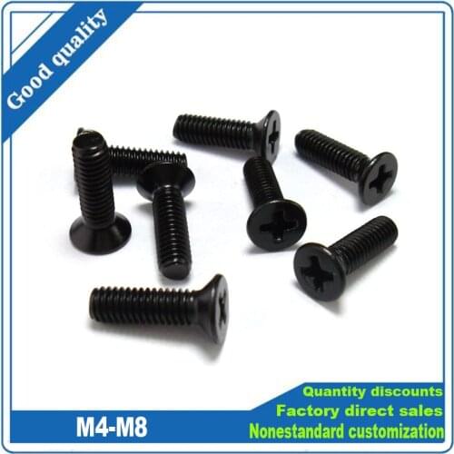 Stainless Steel Cross Recessed Countersunk Head Screws M5 M6 M8 M10 Flat Head Bolts Black Philips Screws GB819 Standard Parts