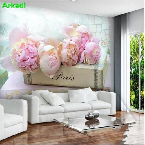 3d room wallpaper custom mural beautiful sun exposure books with blooming pink flowers photography home decoration painting