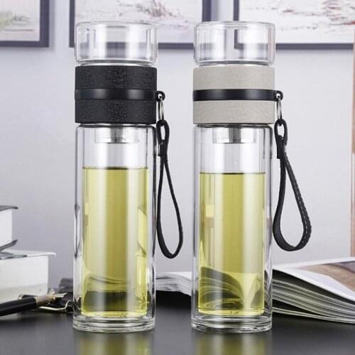 500ml Tea separation double layer glass cup Portable water bottle