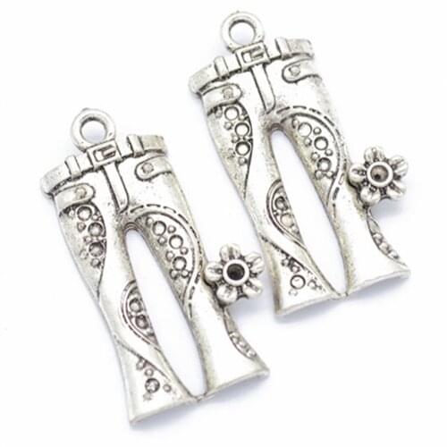 8pcs Silver Plated Lace Jeans Alloy Pendant Retro Necklace Bracelet DIY Metal Jewelry Handicrafts Charm Accessories 33*20mm