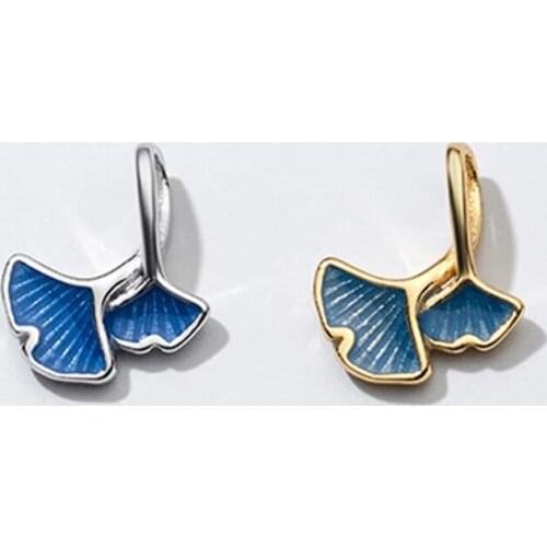 925 Sterling Silver Ginkgo Leaf Shape Necklace Charms DIY Jewelry Findings S925 Silver Handmade Ornament Women Dangle Pendants