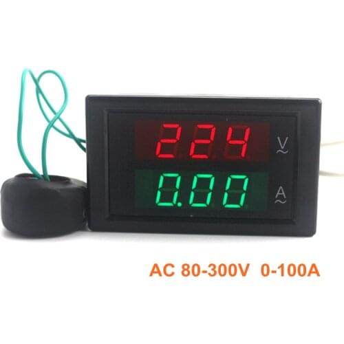 AC 80-300V 0-100A Voltmeter Ammeter Curremt Voltage Meter Detector Led Digital Display Free Shipping