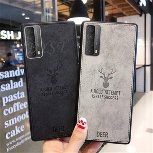 Deer Fabric Texture Shockproof Case For Huawei P Smart 2021 Y5P Y6P Y8P 2020 Honor 9A 9S 9C 8A 8S 8X 30i Soft Silicon Back Cover