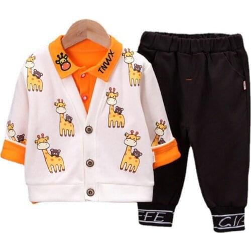 Children Spring Cartoon Clothes Kid Boys Jacket Shirt Pants 3Pcs/sets Autumn Baby Infant Clothing Toddler Girl Casual Sportswear
