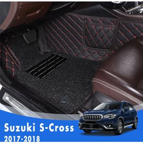For Suzuki S-Cross SCROSS 2018 2017 Luxury Double Layer Wire Loop Car Floor Mats Auto Carpets Custom Covers Styling Protect