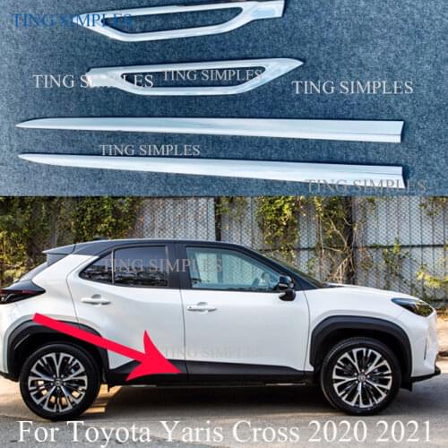 Door Side Moulding Skirt Garnish Trim For Toyota Yaris Cross 2020 2021 ABS Chrome accessories Sticker styling