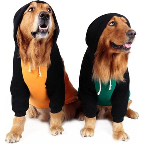 Dog fleece hoodies Pet Dog Clothes Winter Medium Large dog hoodie balck Sleeves Dog Sweatshirt labrador Shepherd Border Collie