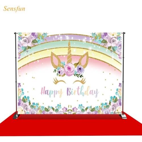 LEVOO Photography Background Unicorn Birthday Flowers Rainbow Photo Backgrounds Photocall Photophone Shoot Props Photo Studio