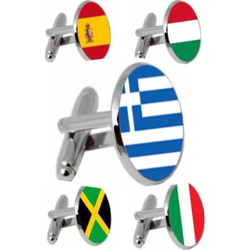 National Emblem Cufflinks Hungary/Spain/Greece/Italy/Jamaica National Emblem Flag Cuff Links Cuff Button Mens Jewelry Party