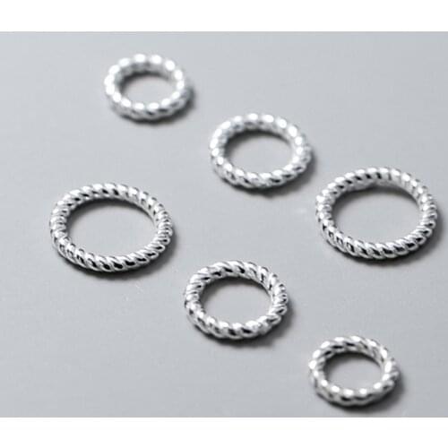 2pcs 925 Sterling Silver Round Twist Ring Charm Connector 7.5mm 8.5mm 10.5mm Silver Close Ring Connecting Buckle DIY Jewelry