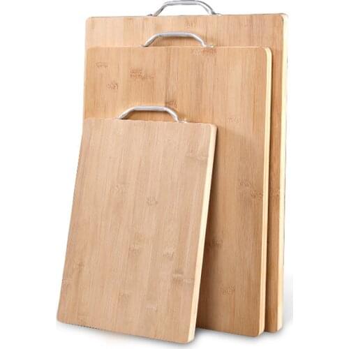 Schnesland Kitchen Chopping Block Bamboo Cutting Boards with Metal Handle