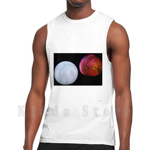Two Moons tank tops vest 100% Cotton Moons Planets Solar System Colour White Red