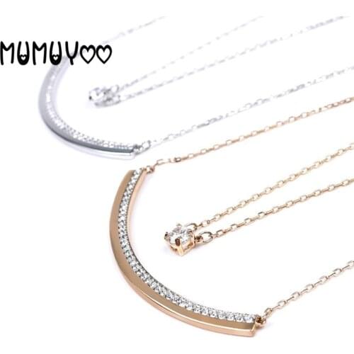 SWA Fashion Jewelry High Quality Charm Simple One-line Curve Two-in-One Crystal Double Necklace Female Romantic Christmas Gift