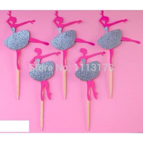 Cheap BALLERINA Party Treat Picks / Cupcake Toppers wedding baby shower birthday party favors