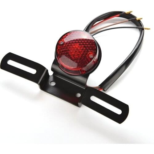 New Universal 12V Motorcycle Brake Rear License Plate Bracket Tail Light Red Lens Motorcycle Tail Light 1PCS