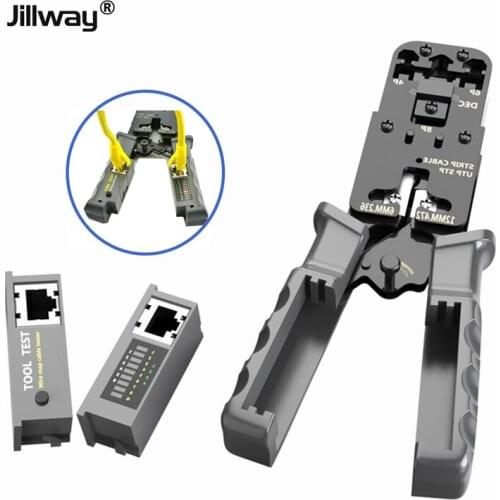 Jillway crimping pliers plug crimping network cable telephone line pliers LAN Ethernet Cat5/6 with RJ45 tester for testing