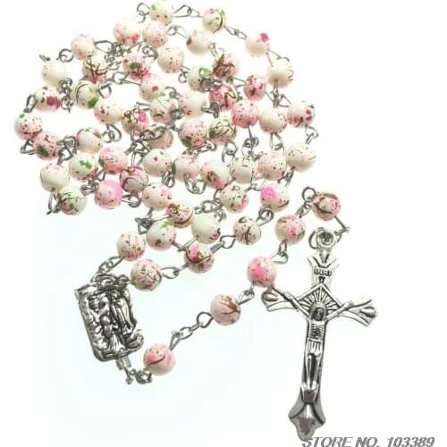 6mm glass bead rosary religious rosary necklace