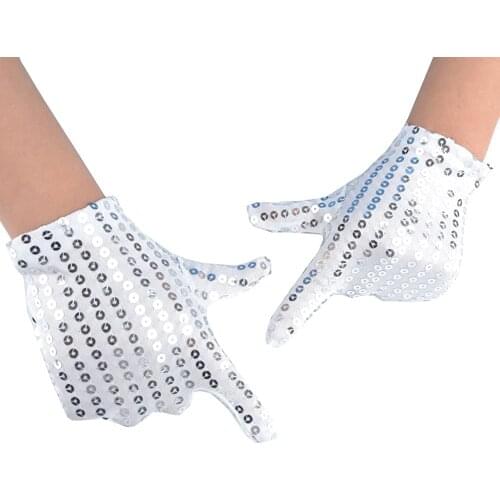 LLLCF Child Costume Dress up Dance Sequin Cosplay Party Halloween Gloves Age 3-7