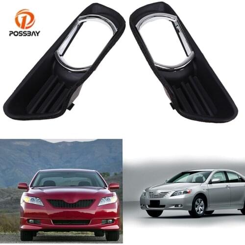 POSSBAY Car Front Left & Right Lower Bumper Fog Light Cover Vent Grille for Toyota Camry XV40 2007 2008 2009 Pre-facelift