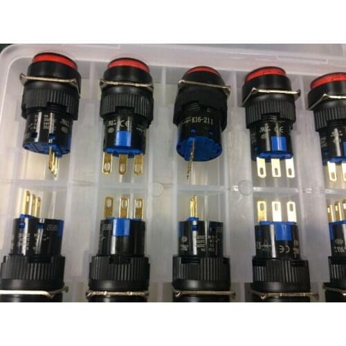 16MM Switch Automatic Reset Round indicator 5A 220VAC SPDT (1a+1b not LED ) K16-211 DIP3 red colour new and original