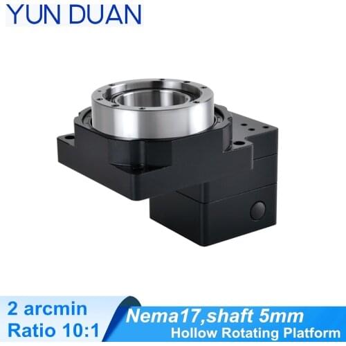 360 degree hollow rotating platform gearbox 2arcmin round disk reducer, Nema17 stepper motor 10:1 hollow gearbox,Shaft 5mm
