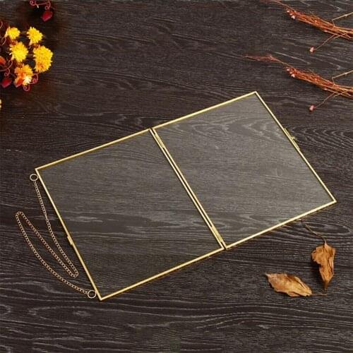 Industrial Vintage Style Double Sided Glass Hanging Flower Plant Frame Specimen Frame Wall Display Frame Photo Y4O3