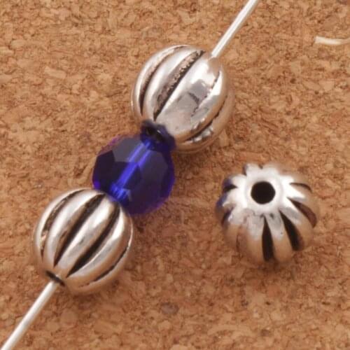 Fluted Corrugated Round Bead 7.5x7.73mm 26pcs Zinc Alloy Rondelle Spacer Beads for Jewelry Making L628 LZ