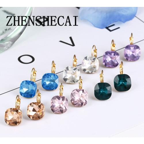 2019 crystal earrings Gold Color 100% Austrian Rhinestone crystal Jewelry drop hoop cubic cut Earrings Female earrings Gift