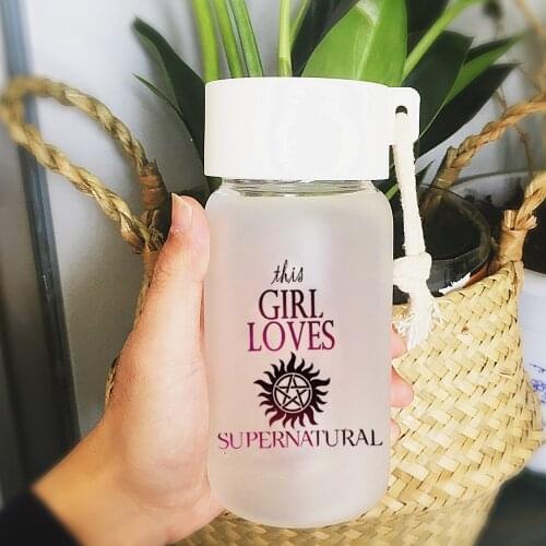 Supernatural Lover Gift Glass Water Bottle 350ml Environmentally Travel Bottle Sport Bicycle Healthy Lemon Water Kettle
