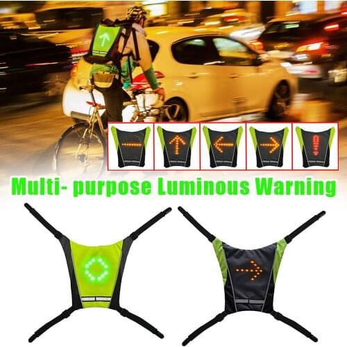 Cycling Backpack Wireless Remote Control LED Luminous Warning Backpack Pendant Luminous Package Warning Turn Signal Vest